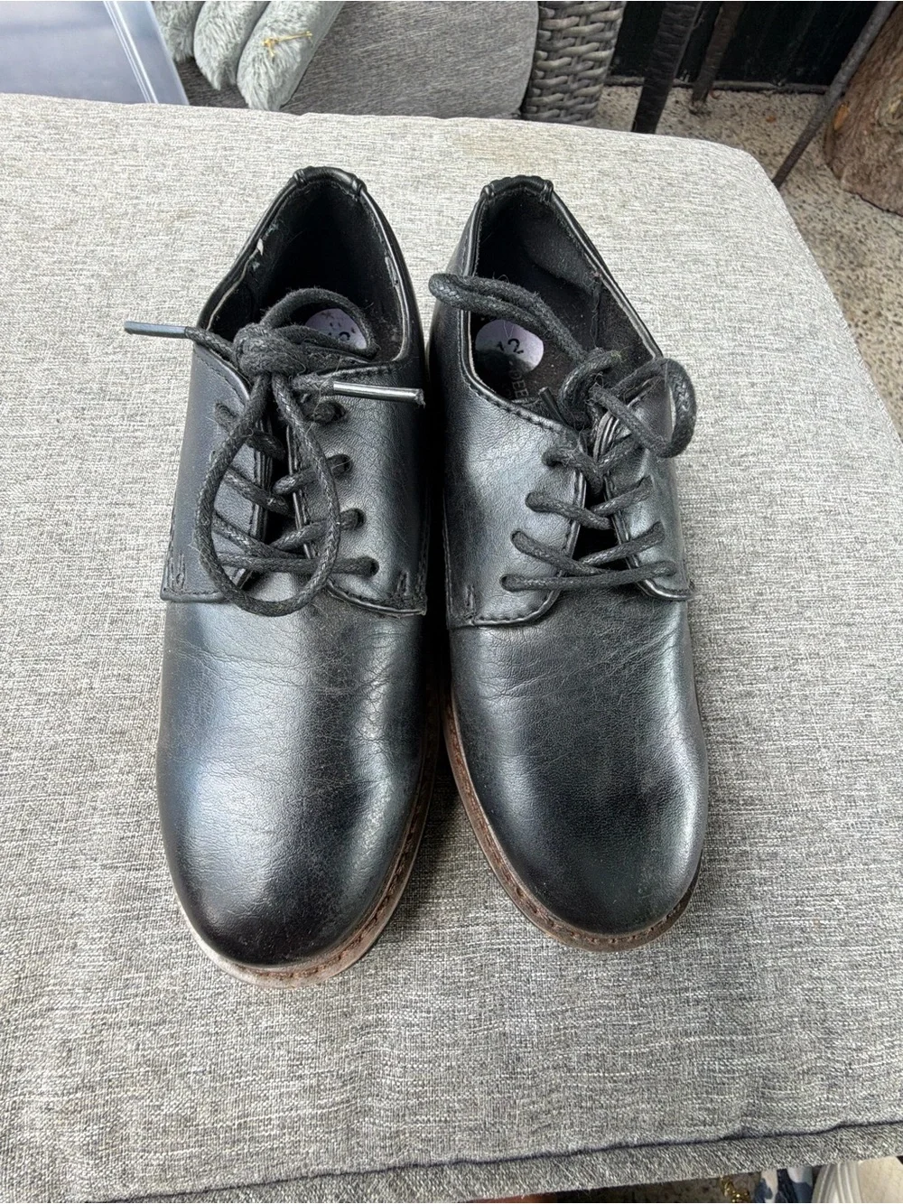 Boys toddler 12y 12m Black Leather Lace-Up Dress Shoes